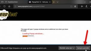 Permitir poo-up no Microsoft Edge